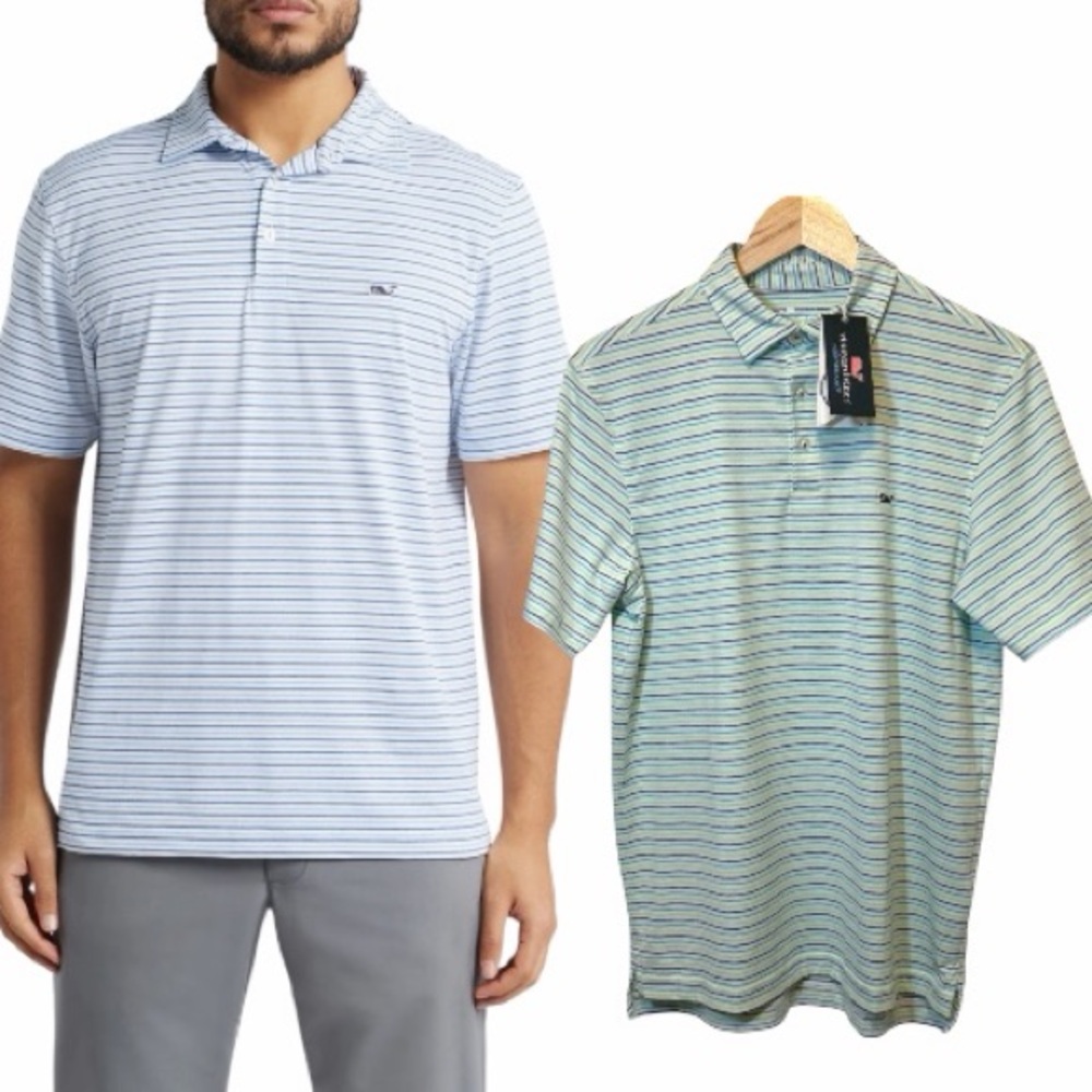 Vineyard Vines NWT Bradley Stripe Sankaty Performance Men's Polo  Size S
